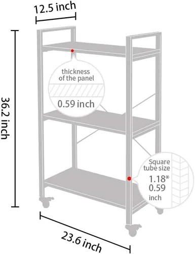 Miniatura 7 de AZ L1 Life Concept Mesa auxiliar de cocina con 3 niveles para horno de microondas, estación de trabajo con ruedas, 23.7 pulgadas