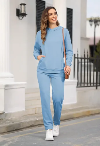 Miniatura 5 de Fixmatti Sudaderas con capucha para mujer, sudadera de manga larga, pantalones deportivos de 2 piezas