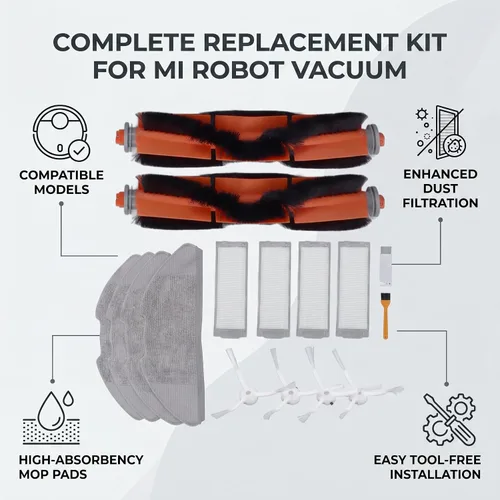 Miniatura 4 de Kit de cepillo de repuesto para trapeador de aspirador robot 2 Lite 2 Pro MJSTL MJST1S, accesorios de aspiradora de 16 piezas con cepillos