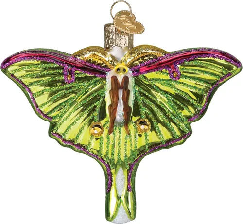 Miniatura 7 de Old World Christmas Adorno de cristal soplado de mariposa monarca para árbol de Navidad, decoración navideña artesanal, colección de insectos