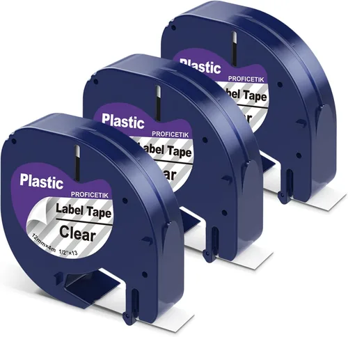 3 x 16952 Reemplazo para Dymo Cinta de etiquetas transparente de plástico compatible con Dymo Letratag Recambios Transparente para Letra Tag LT 100H
