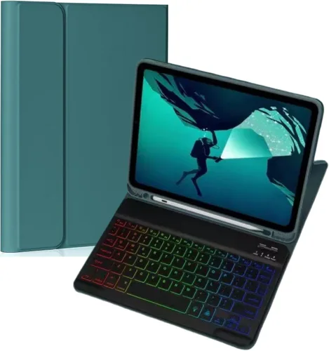 Funda para teclado Galaxy Tab S6 Lite de 10.4 pulgadas 2024/2022/2020, cubierta de teclado Bluetooth magnético desmontable con retroiluminación de 7