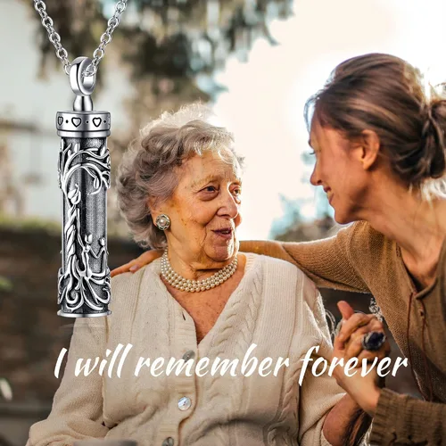 Miniatura 39 de Collar con colgante de urna de cenizas de cremación y árbol de la vida para mujer, plata de ley US1