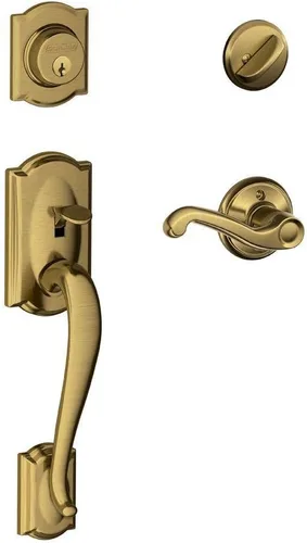 Miniatura 35 de Schlage F60 V CAM 716 ACC - Juego de manijas para puerta de entrada con manija Accent, diseño Camelot, cerradura de entrada con llave de lado único