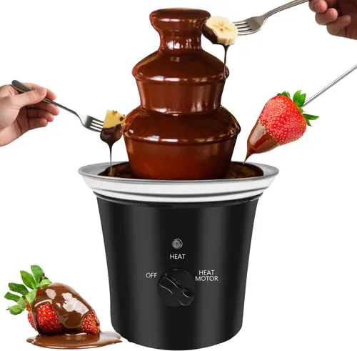 Mini máquina de fuente de chocolate, máquina eléctrica de fuente de fondue de chocolate, acero inoxidable, para chocolate, caramelo, mantequilla,