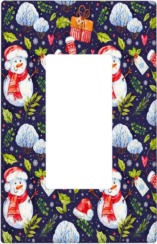 Miniatura 61 de Cubierta de interruptor de luz dúplex de 1 banda, cubierta decorativa de Navidad con copos de nieve rojos, placa frontal decorativa para cocina