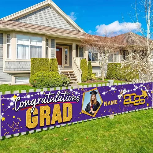 Miniatura 23 de Decoraciones personalizadas para fiestas de graduación 2026 – Cartel de felicitación de graduación grande – Cartel de fondo de graduación