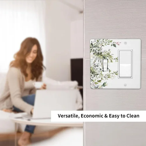 Miniatura 1003 de Placa Decorativa de Pared de Granja Rústica con Cuerno de Madera para Puerta de Granero 1 Banda Duplex Cubiertas de Toma Eléctrica Soltera