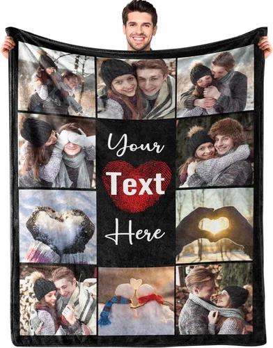 Miniatura 18 de Manta personalizada con imagen, manta de forro polar Sherpa personalizada, manta gruesa y cálida de felpa, personalizada para pareja, novia, novio