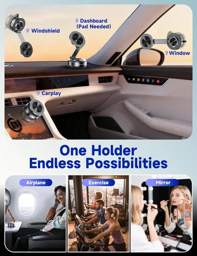 Miniatura 2 de Magsafe - Soporte magnético de teléfono para tu automóvil [105 + libras de succión y 3800 gf magnético] Soporte de teléfono ajustable de 360°