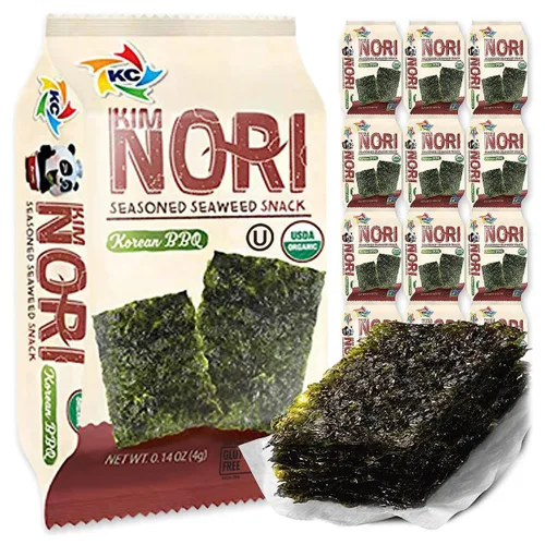 Miniatura 5 de KIMNORI Bocadillos de algas orgánicas prémium – Crujiente barbacoa coreana (KBBQ) Laver, Keto, vegano y superalimento bajo en calorías, 12 paquetes