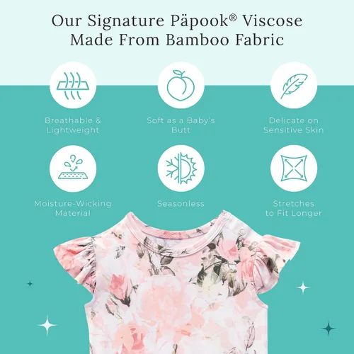 Miniatura 13 de Posh Peanut Mameluco de manga casquillo con volantes para bebé, ropa para niñas recién nacidas, pijama de una pieza para niños, viscosa suave
