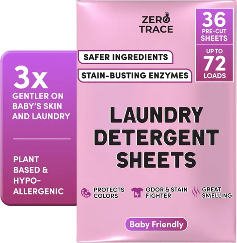 Miniatura 11 de Zero Trace Hojas de detergente para ropa totalmente natural, ecológicas, jabón de lavandería, detergente para ropa activa de viaje