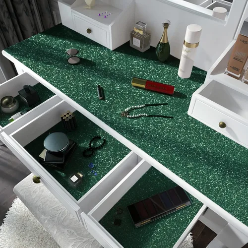 Miniatura 2 de Kitico Papel de contacto con purpurina verde – 17.7 x 78.7 pulgadas – Papel tapiz decorativo autoadhesivo brillante para gabinetes, muebles, papel