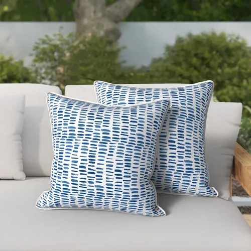 Miniatura 905 de Juego de 2 almohadas para exteriores de 16 x 16 pulgadas, repelentes al agua con interiores, para muebles de patio, hogar, jardín, geometría bohemia