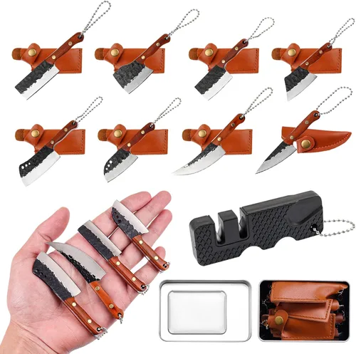 Miniatura 10 de Damasco - Juego de cuchillos pequeños para chef, juego de cuchillos pequeños para abridor de paquetes, cortador, abrebotellas, juego de 6