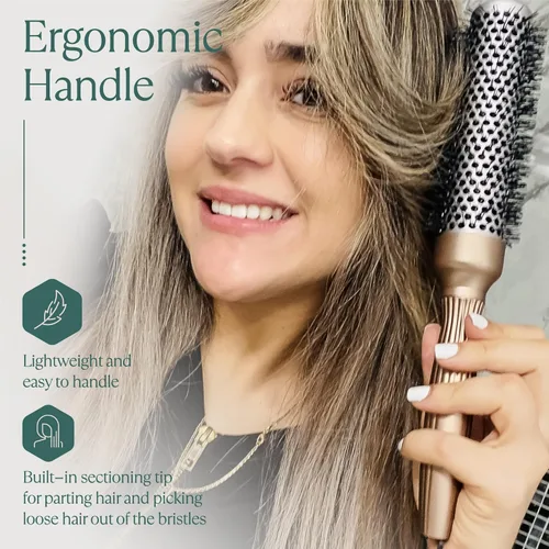 Miniatura 4 de Osensia Cepillo redondo para secado con soplado de 1.3 pulgadas, cepillo ventilado para peinar, soplados de salón, todo tipo de cabello, iónico