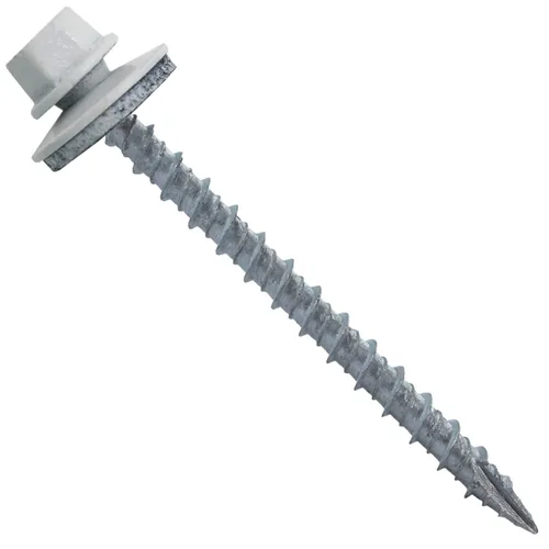Miniatura 18 de 10 tornillos para techos de metal gris ABC de 2-1/2 pulgadas, cabezal de arandela hexagonal, arranque automático/roscado, arandela EPDM. 1 bolsa