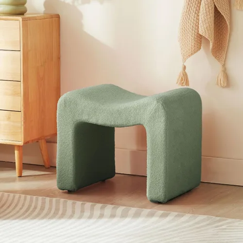 Miniatura 15 de Taburete de tocador, reposapiés pequeño, otomano, asiento de piel sintética, sin espalda, moderno, reposapiés, peludo para sala de maquillaje, sala