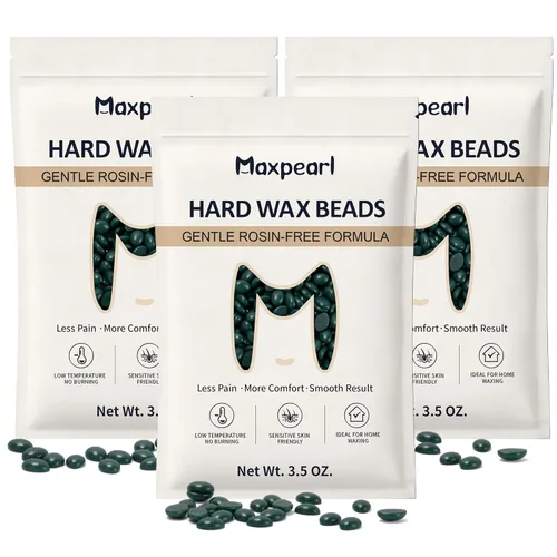 Maxpearl Cuentas de cera dura sin colofonia, 10.5 onzas (10.58 oz), para pieles sensibles, granos de cera para depilación Branzilan, bikini, cara,