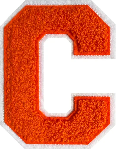 Miniatura 25 de Parche de letras de felpilla naranja de 4.5 pulgadas, alfabeto universitario para planchar y coser para chaquetas, sudaderas, camisetas, jeans