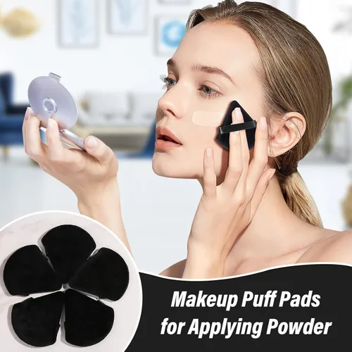 Miniatura 7 de Thrilez 20 piezas Borlas de Polvo Triangulares, Borlas para Polvo Suelto, Borlas de Maquillaje para Polvo Facial, Borlas para Polvo Fijador