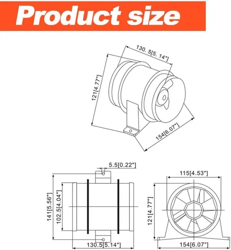 Miniatura 4 de Soplador en línea, ventilador de sentina 12 V 4 A, ventilador de sentina marina para barco ventilador fresco ventilación marina
