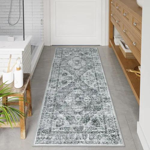 Miniatura 33 de Uphome Tapete de baño color naranja, estilo bohemio y envejecido, tapete de baño pequeño de terciopelo súper acogedor, antideslizante, lavable a