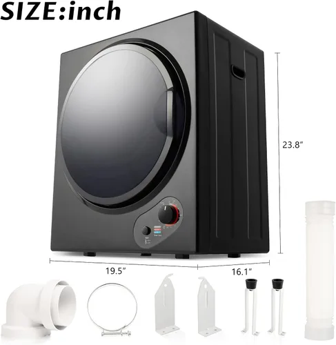 Miniatura 8 de Secadora de ropa portátil, 120 V/850 W, sensor de humedad inteligente, panel de control LCD, calefacción, secadora de ropa con tambor de acero