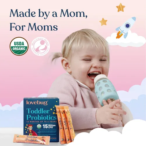 Miniatura 10 de LOVEBUG Polvo probiótico para niños con fibra prebiótica – Apoyo inmunitario y alivio del estreñimiento – Probióticos orgánicos USDA para la salud