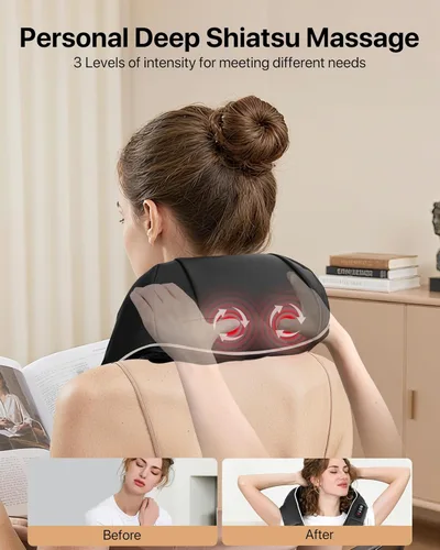 Miniatura 2 de ALLJOY Masajeador de cuello para aliviar el dolor de tejido profundo con calor, HSA 3D masajeador Shiatsu de cuello y espalda para hombro, cuerpo