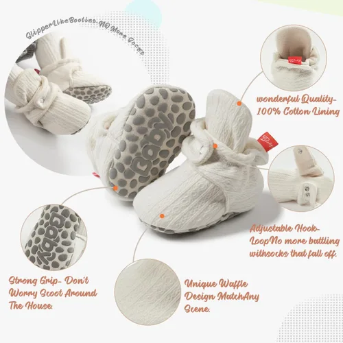Miniatura 5 de Botines de forro polar para bebés, niños y niñas, pantuflas antideslizantes con agarre suave, zapatos de calcetín para recién nacidos, cuna