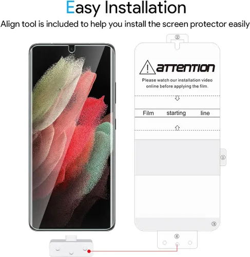 Miniatura 7 de TAURI Diseñado para Samsung Galaxy S21 Ultra 5G de 6.8 pulgadas, protector de pantalla de privacidad de película de TPU flexible + protector de Negro
