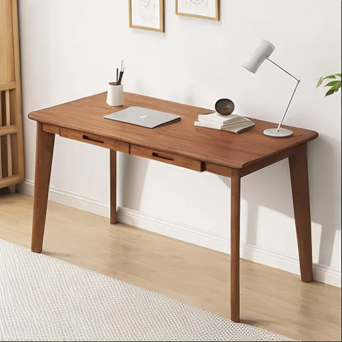 DELLMAO Escritorio de computadora de escritura, escritorio de oficina, mesa de computadora, escritorio de estudio con 2 cajones para muebles