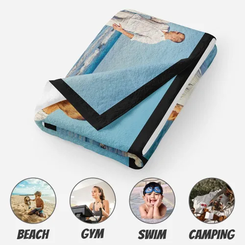 Miniatura 3 de CUDIYST Toalla de playa con foto personalizada de 30 x 59 pulgadas/35.4 x 70.9 pulgadas, toalla de playa de microfibra suave y cómoda, adecuada