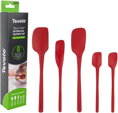 Miniatura 22 de Tovolo Juego de utensilios de silicona de 5 piezas (aguamarina clara): espátula, cuchara, raspador de tarros, mini espátula y mini cuchara Agua claro