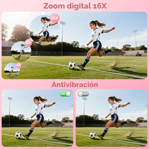 Miniatura 5 de Cámara digital 5K para fotografía, cámara de vlogging WiFi UHD de 75 megapíxeles para YouTube, cámara compacta con pantalla abatible de 3" 180°, Rosa