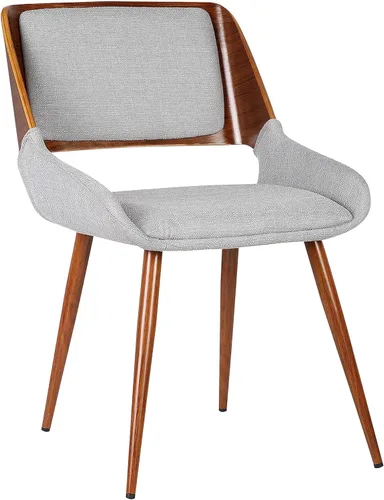 Armen Living Silla de comedor Panda en tela gris y acabado de madera de nogal, 25 pulgadas de profundidad x 20 pulgadas de ancho x 31 pulgadas de