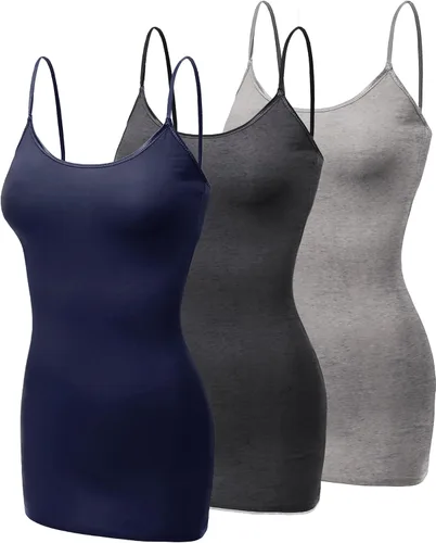 Miniatura 407 de Emmalise Camisola larga casual básica para mujer, con tirantes ajustables, top en capas
