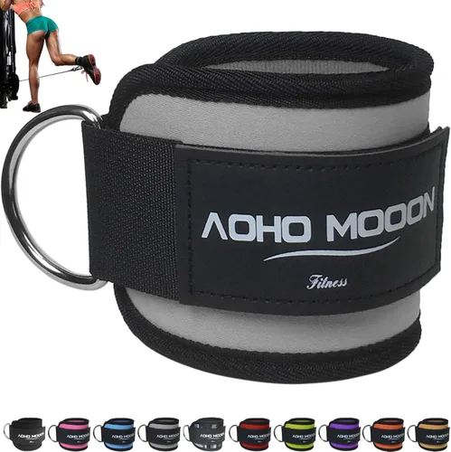 Miniatura 23 de AOHO MOOON Correas de tobillo ajustables y cómodas para máquinas de cable para mujeres, correa de pierna para gimnasio, tobillera para glúteos