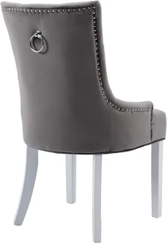 Miniatura 4 de Kmax Velevt - Juego de 2 sillas laterales tapizadas de mediados de siglo, modernas sillas decorativas con patas de madera blanca capitoné