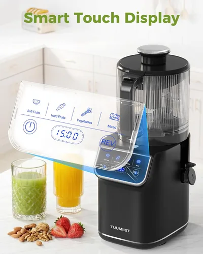 Miniatura 3 de TUUMIIST Exprimidor de prensa en frío 3 en 1, exprimidores de masticación Smart Touch para frutas y verduras enteras, exprimidor lento de 6.5