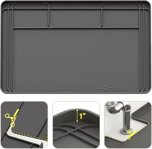 Miniatura 7 de Wohbay Alfombrillas impermeables para debajo del fregadero, 34 x 22 pulgadas o de corte más pequeño para adaptarse a la bandeja de goteo debajo