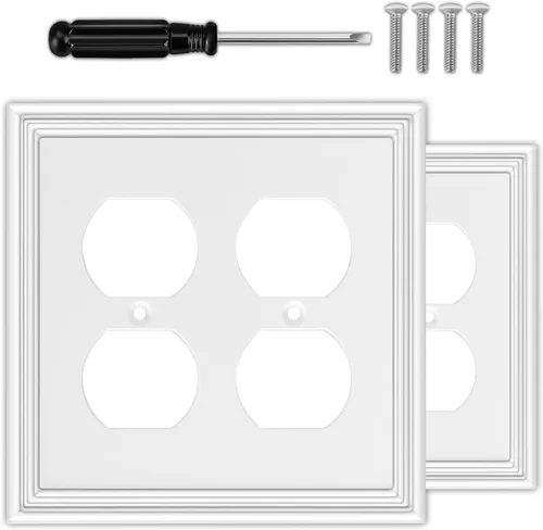 Miniatura 17 de Cubiertas de interruptor de luz blancas decorativas de un solo espacio en blanco para placas de pared, cubiertas de enchufe de placas de interruptor