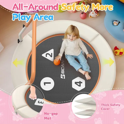 Miniatura 4 de BCAN BT1 36'' Toddler Trampoline, ASTM Certified-Foldable Mini Trampolines for Kids Ages 1-6, Adjustable Handle, Safety Pad & Foldable Legs, Baby