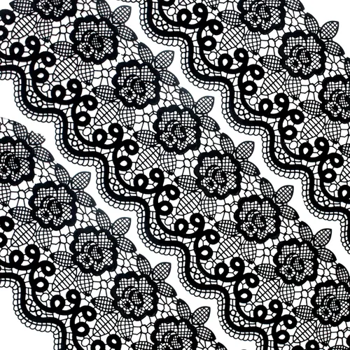 Funshowcase Medallón floral de encaje comestible prefabricado grande prefabricado listo para usar, color negro, 12 pulgadas, juego de 10 piezas