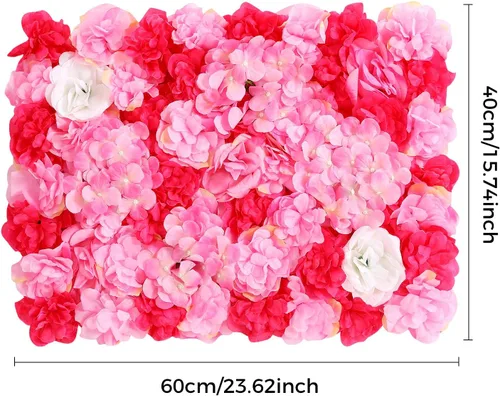 Miniatura 6 de Juego de paneles de pared de flores de seda artificial, telón de fondo de fiesta de boda, panel de pared floral de rosa de seda para ramo, Rosa