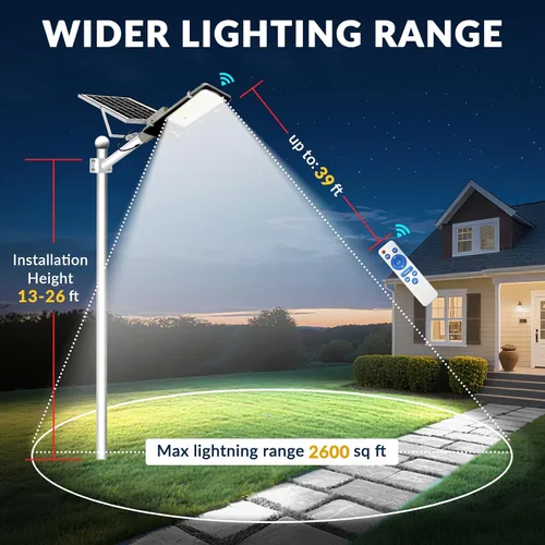 Miniatura 6 de Luces solares impermeables para exteriores IP65: paquete de 2 luces solares de calle de 10000 mAh, luces solares para exteriores del atardecer al