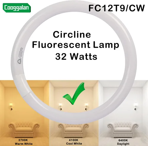 Miniatura 5 de FC12T9/CW - Bombillas circulares blancas frías de 32 W, 12 pulgadas redondas T9 32 vatios FC12T9/841 4100K Bombilla fluorescente circular, bombilla