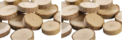 Miniatura 6 de Gmark Rodajas de madera natural de 1 "-1.5" discos redondos sin terminar 50 unidades, círculos de madera de corteza de árbol para manualidades DIY
